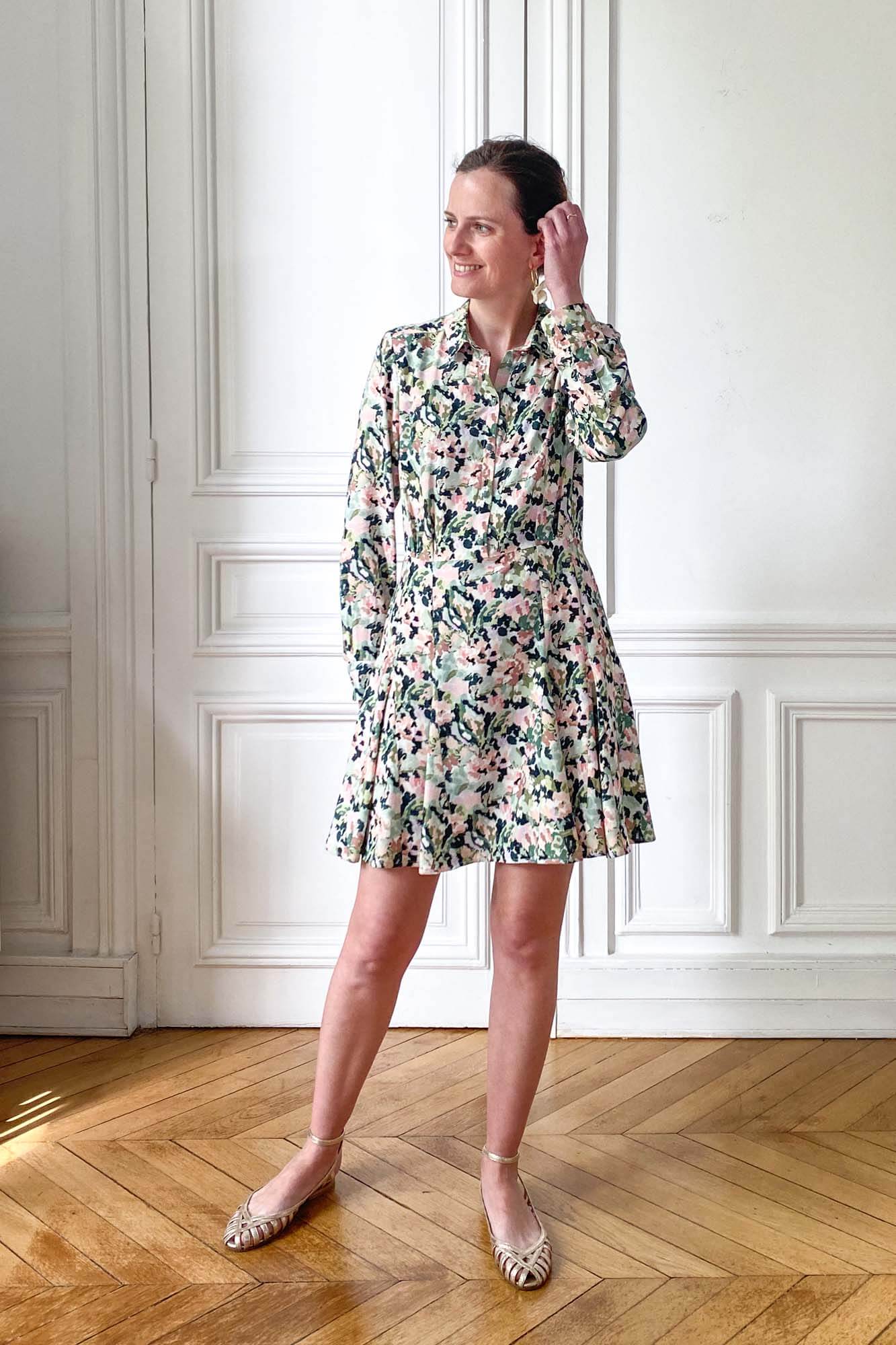 Robe Chemise Fleurie Courte en Viscose Eglantine et Zoé, à Coudre avec les Patrons à Personnaliser par Atelier Charlotte Auzou