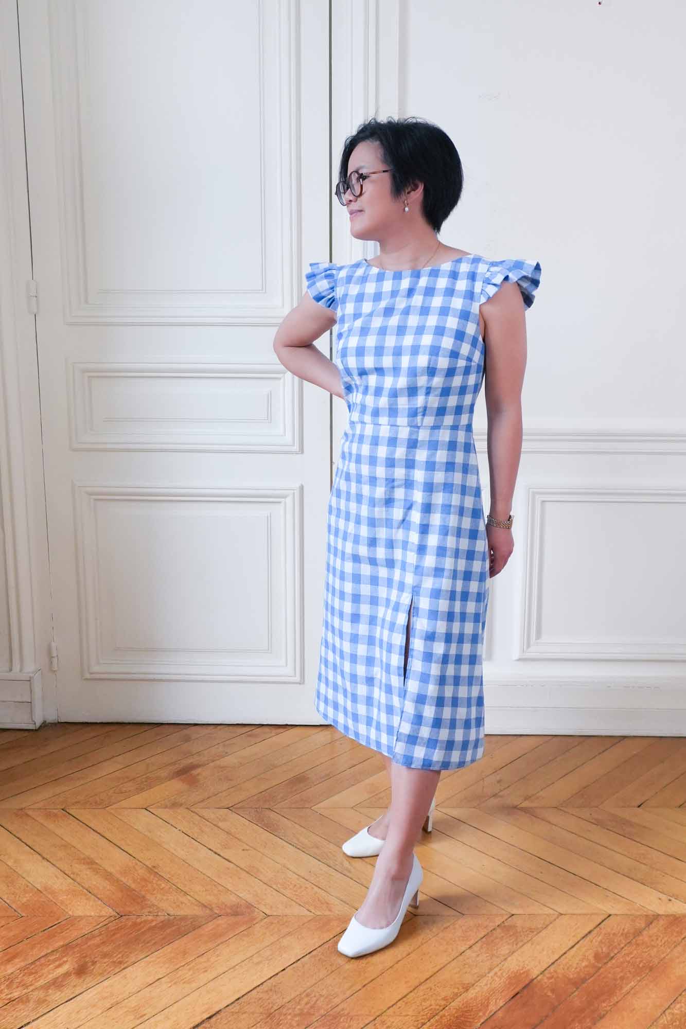 Coudre une Robe Vichy Longueur Midi avec les Patrons Modulables de Charlotte Auzou du 34 au 56